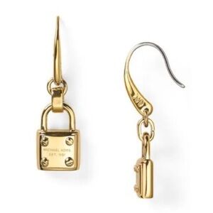 Michael Kors Gold Lock Drop Earrings